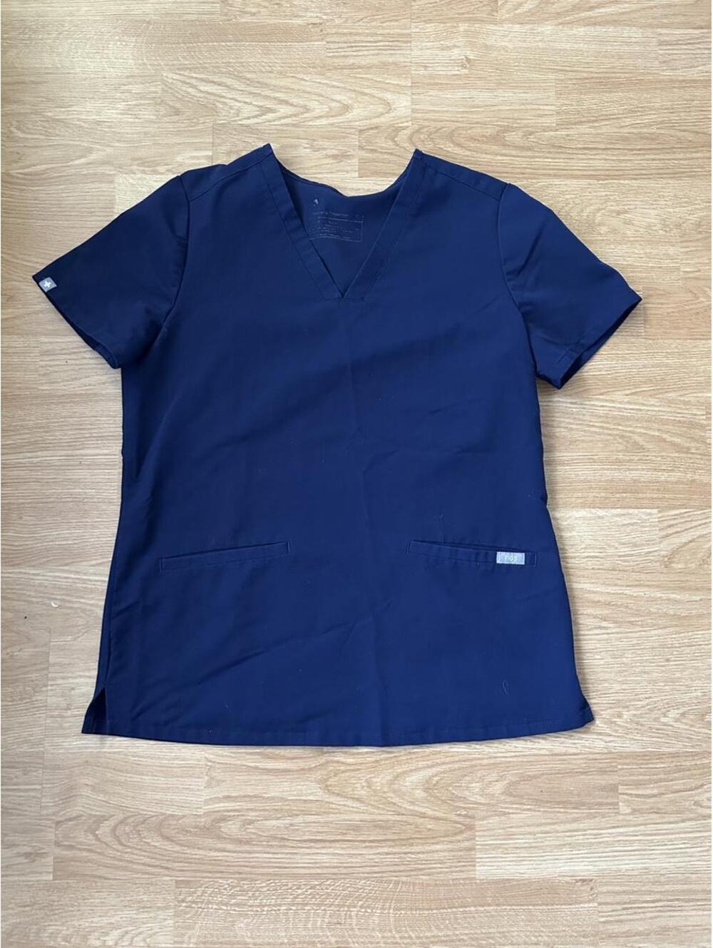 Figs Navy Blue Medium V Neck Top